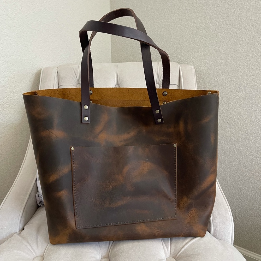 Portland leather goods XL oversized canyon tote